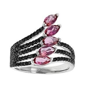 Created dark Pink Bixbite Black Spinel ring